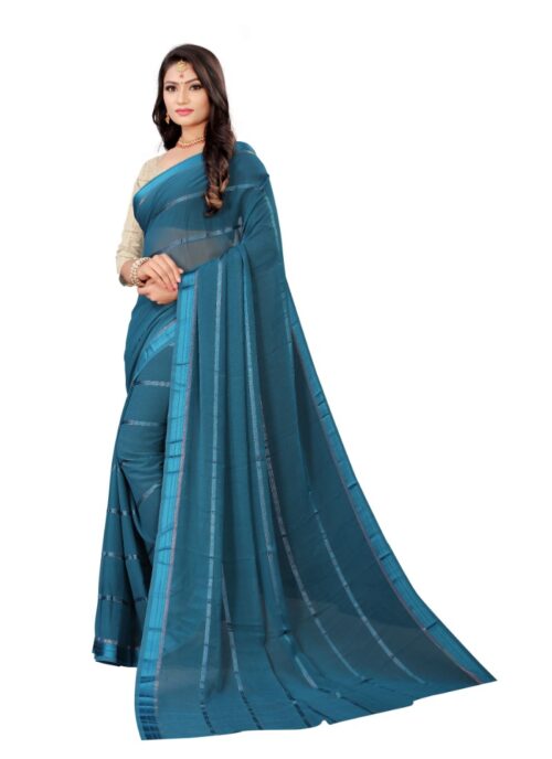 Women's Georgette Silk Saree(Rama ,5-6Mtrs) - Image 4