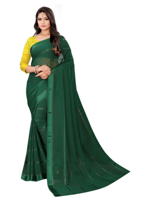 Women’s Georgette Silk Saree(Green ,5-6Mtrs)