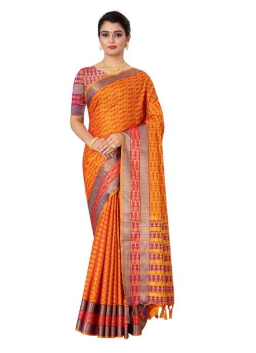 Women’s Tansui Silk Saree(Mustard ,5-6Mtrs)