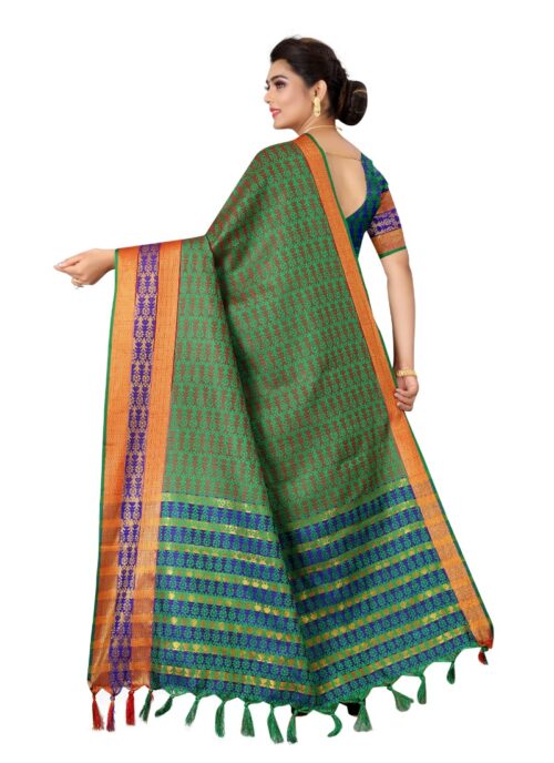 Women’s Tansui Silk Saree(Green ,5-6Mtrs)