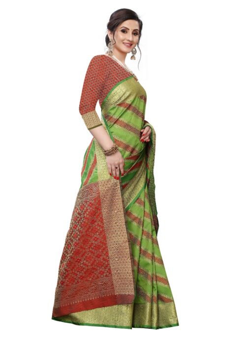 Women’s Jacquard Woven Saree(Parrot Green ,5-6Mtrs)