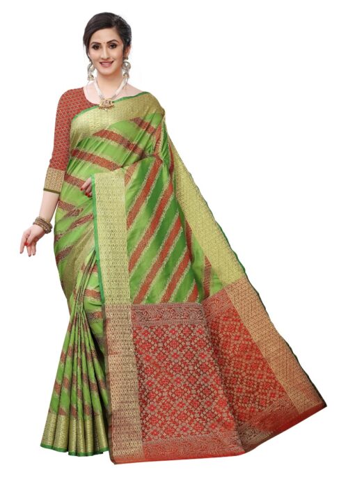 Women’s Jacquard Woven Saree(Parrot Green ,5-6Mtrs)