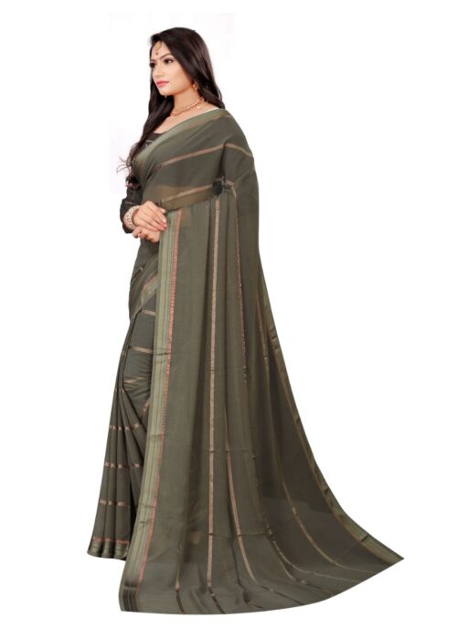 Women's Georgette Silk Saree(Ashgrey ,5-6Mtrs) - Image 4