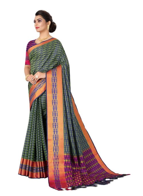 Women's Tansui Silk Saree(Navy Blue ,5-6Mtrs) - Image 3