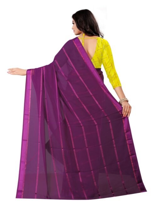 Women’s Georgette Silk Saree(Wine ,5-6Mtrs)