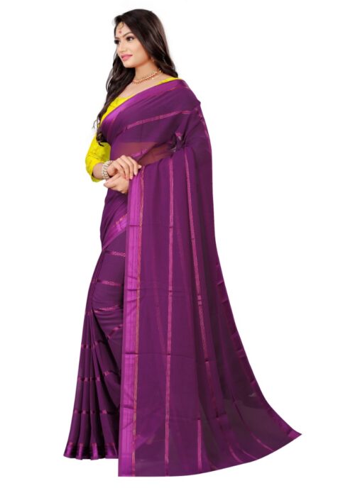 Women's Georgette Silk Saree(Wine ,5-6Mtrs) - Image 4