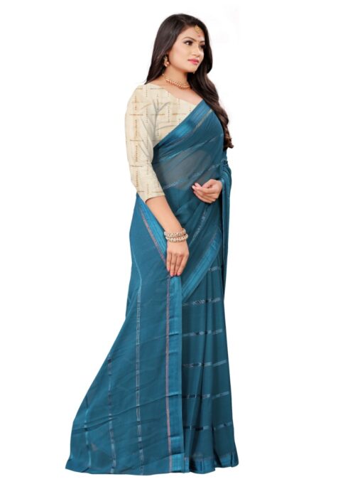 Women's Georgette Silk Saree(Rama ,5-6Mtrs) - Image 3