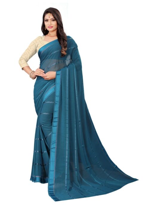 Women’s Georgette Silk Saree(Rama ,5-6Mtrs)