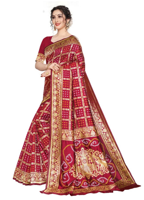 Women's Jacquard Saree (Maroon ,5-6Mtrs) - Image 3