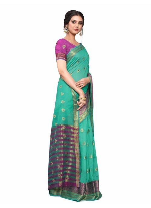 Women's Cotton_Silk Saree (Sea Green ,5-6Mtrs) - Image 3