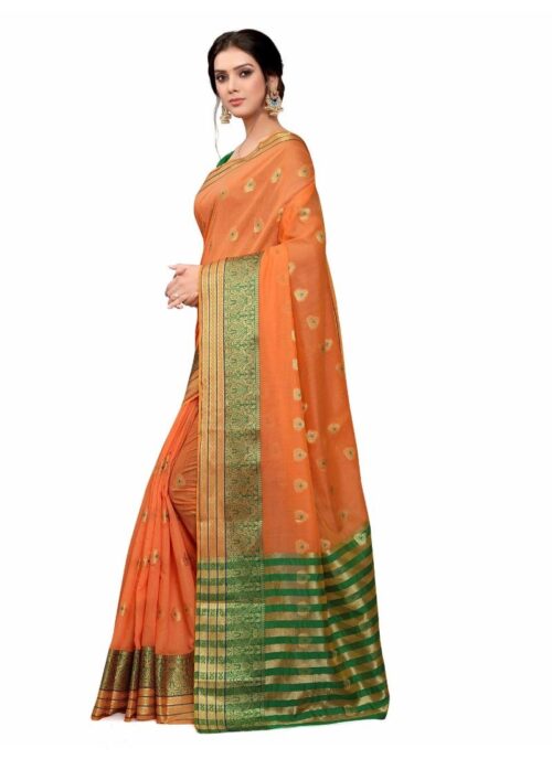 Women's Cotton_Silk Saree (Orange ,5-6Mtrs) - Image 4