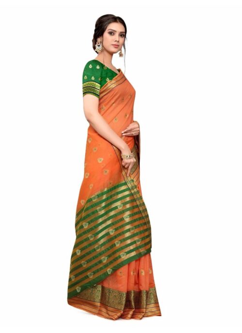 Women's Cotton_Silk Saree (Orange ,5-6Mtrs) - Image 3