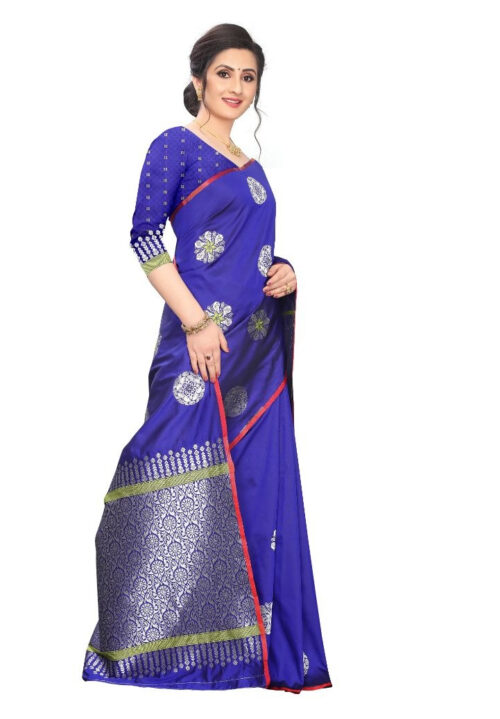 Women's Jacquard Saree (Blue ,5-6Mtrs) - Image 3