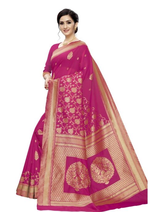 Women's Jacquard Saree (Rani ,5-6Mtrs) - Image 4