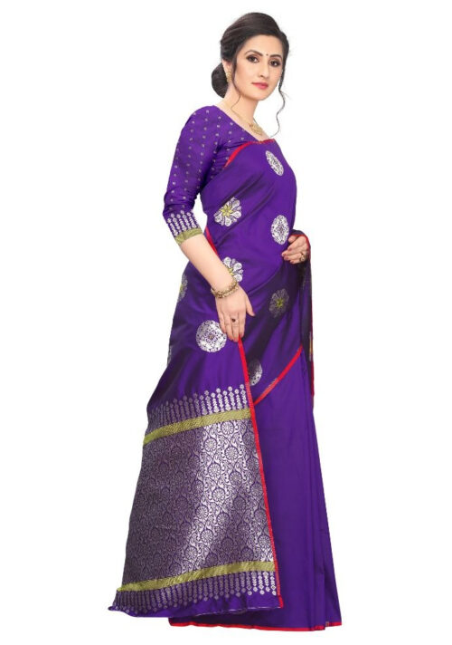 Women's Jacquard Saree (Purple ,5-6Mtrs) - Image 3