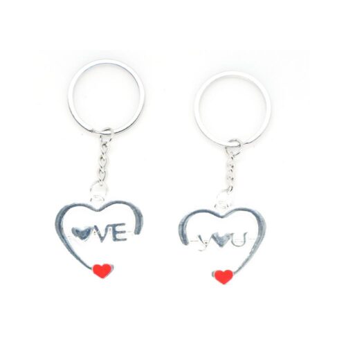 Love Heartin Couple Metal Magnet Keychain (Color: Assorted)