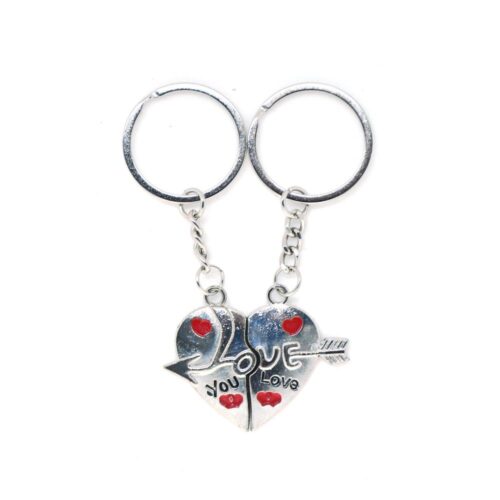 Love Couple Metal Magnet Keychain (Color: Assorted)