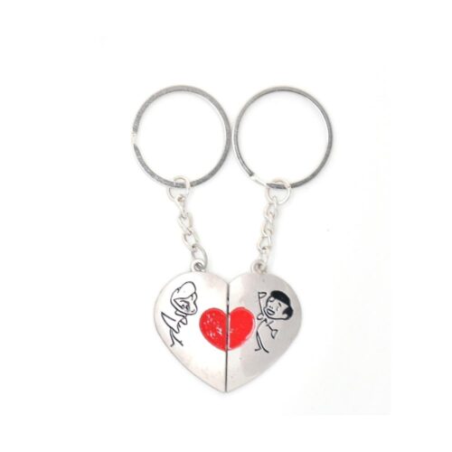 Young Couple with heartin silver Magnetic Key Chain (Color: Assorted)