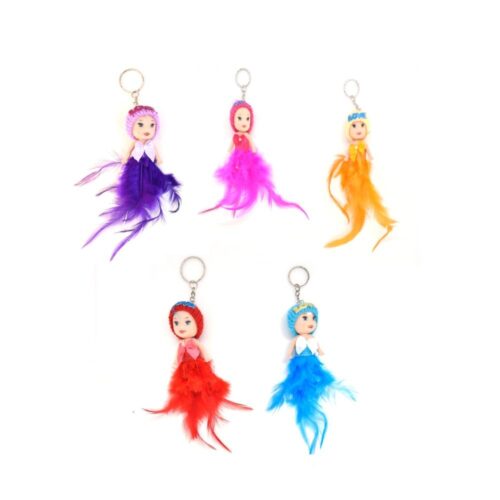 Pack of 5_Feather Doll Keychain (Color: Assorted)