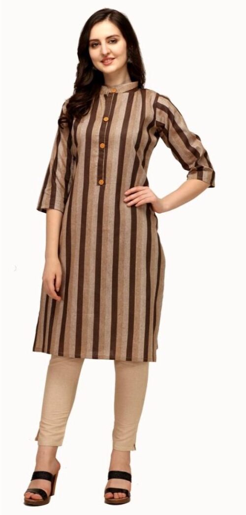 Women’s Cotton Kurta Set With Bottom (Color:Mustard, Material:Cotton)