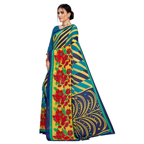 Women's Faux Georgette Saree With Blouse (Multicolor, 5-6Mtrs) - Image 5