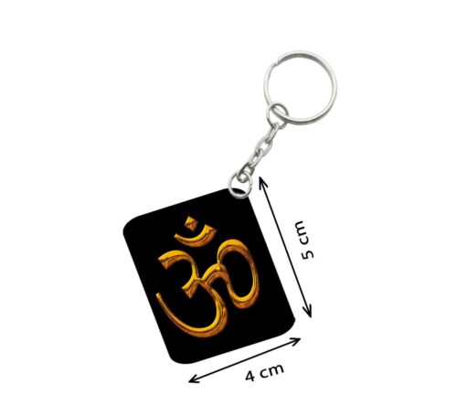 Pack Of 3_ Om Symbol One Side Printed Rectangle Designer Keychain (Black)