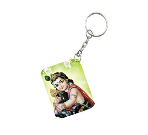 Pack Of 3_ Bala Murugan Lingam One Side Printed Rectangle Designer Keychain (Green)