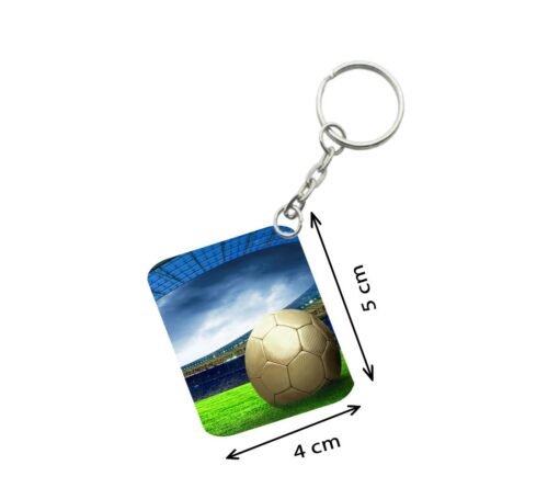 Pack Of 3_ Football One Side Printed Rectangle Designer Keychain (Multi Color)