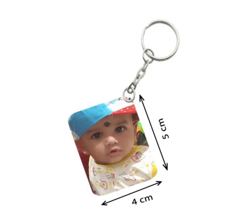 Pack Of 3_ Baby With Cap One Side Printed Rectangle Designer Keychain (Yellow)