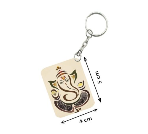 Pack Of 3_ Ganesha One Side Printed Rectangle Designer Keychain (Sandal)