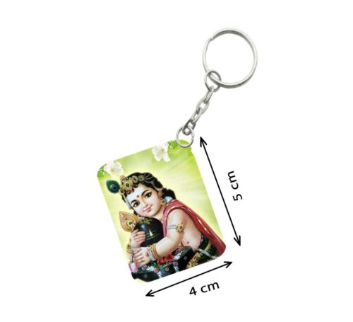 Pack Of 3_ Bala Murugan Lingam One Side Printed Rectangle Designer Keychain (Green)