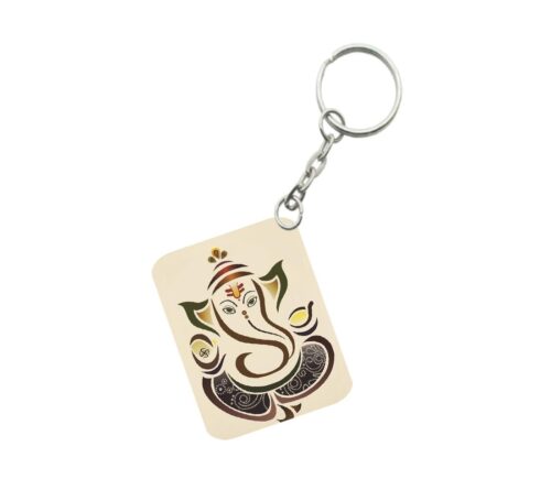 Pack Of 3_ Ganesha One Side Printed Rectangle Designer Keychain (Sandal)