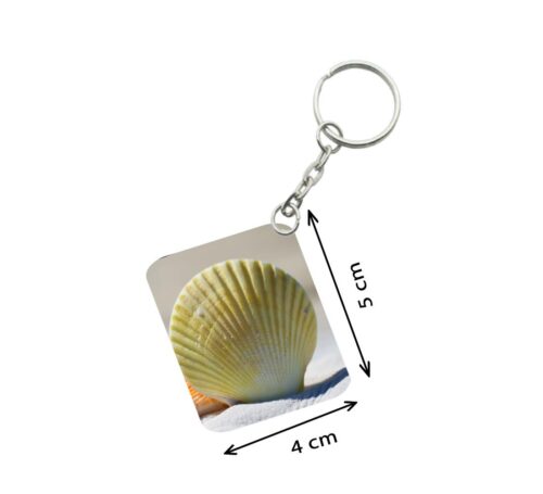 Pack Of 3_ Shells Sand One Side Printed Rectangle Designer Keychain (Yellow)