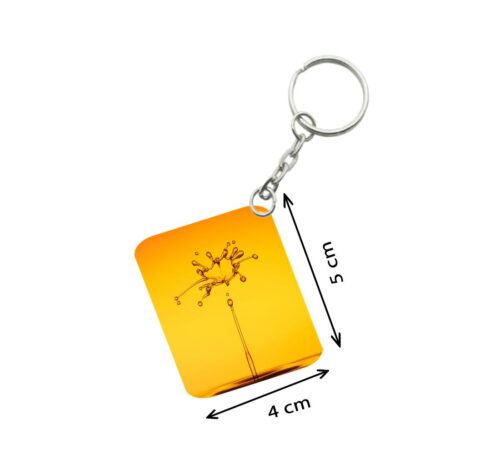 Pack Of 3_ Water Drop One Side Printed Rectangle Designer Keychain (Orange)