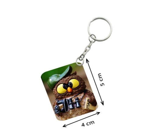 Pack Of 3_ Guide Owl One Side Printed Rectangle Designer Keychain (Multi Color)