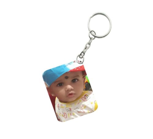 Pack Of 3_ Baby With Cap One Side Printed Rectangle Designer Keychain (Yellow)