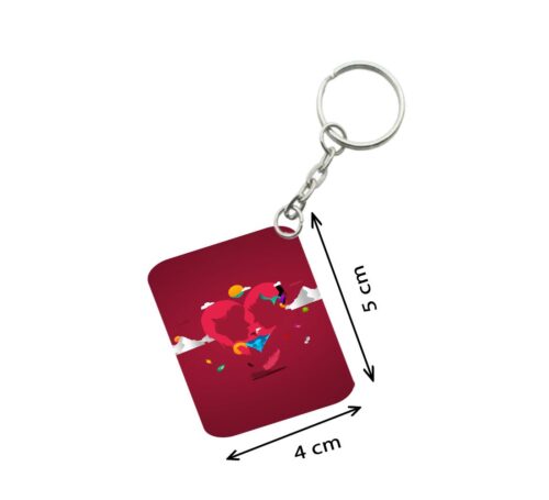 Pack Of 3_ True Love One Side Printed Rectangle Designer Keychain (Red)