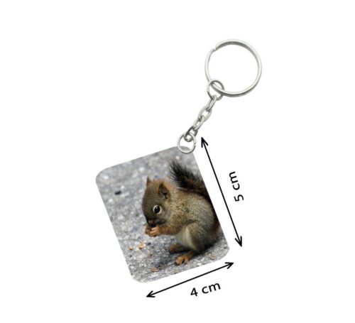 Pack Of 3_ Squirrel One Side Printed Rectangle Designer Keychain (Brown)