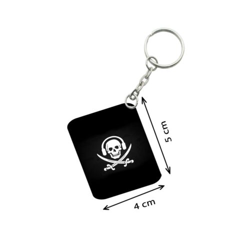 Pack Of 3_ Skull Symbols One Side Printed Rectangle Designer Keychain (Black)