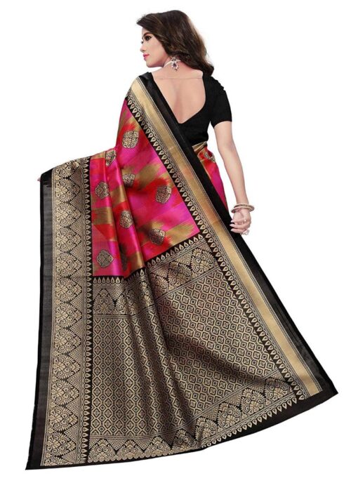 Women’s Art Silk Saree With Blouse (Multicolor, 5-6mtrs)