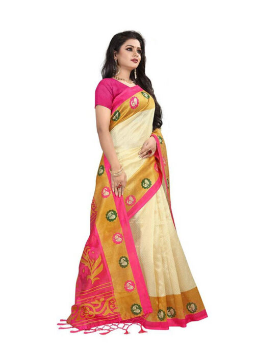 Women's Art Silk Saree With Blouse (Multicolor, 5-6mtrs) - Image 3