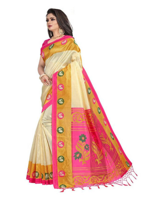 Women's Art Silk Saree With Blouse (Multicolor, 5-6mtrs) - Image 4