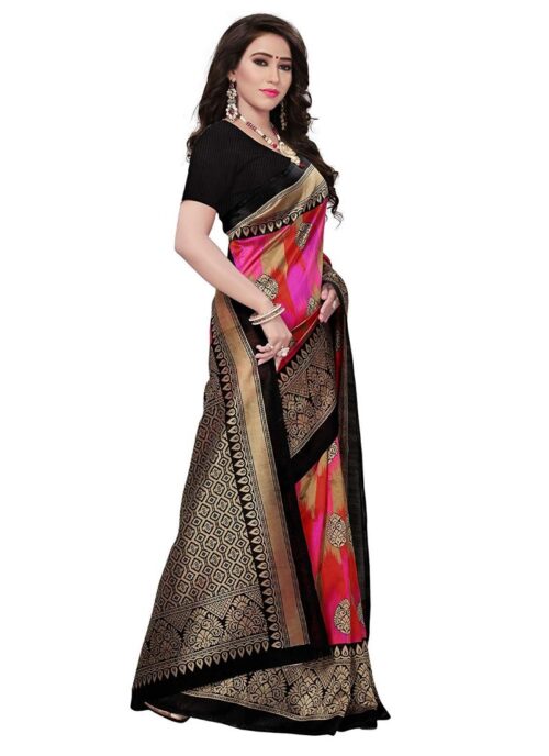 Women's Art Silk Saree With Blouse (Multicolor, 5-6mtrs) - Image 4