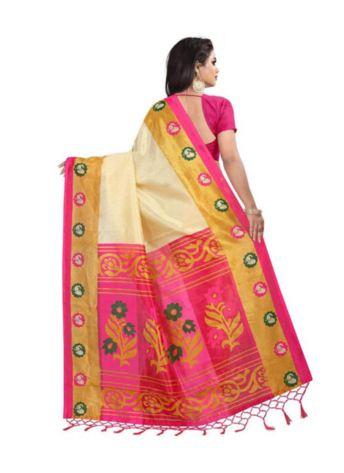 Women’s Art Silk Saree With Blouse (Multicolor, 5-6mtrs)