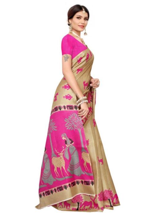 Women's Khadi Silk Saree With Blouse (Multicolor, 5-6mtrs) - Image 3