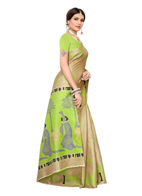 Women's Khadi Silk Saree With Blouse (Multicolor, 5-6mtrs) - Image 4