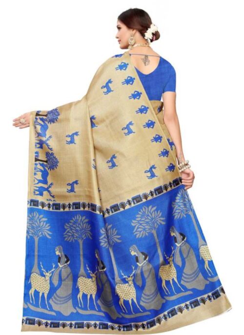 Women’s Khadi Silk Saree With Blouse (Multicolor, 5-6mtrs)