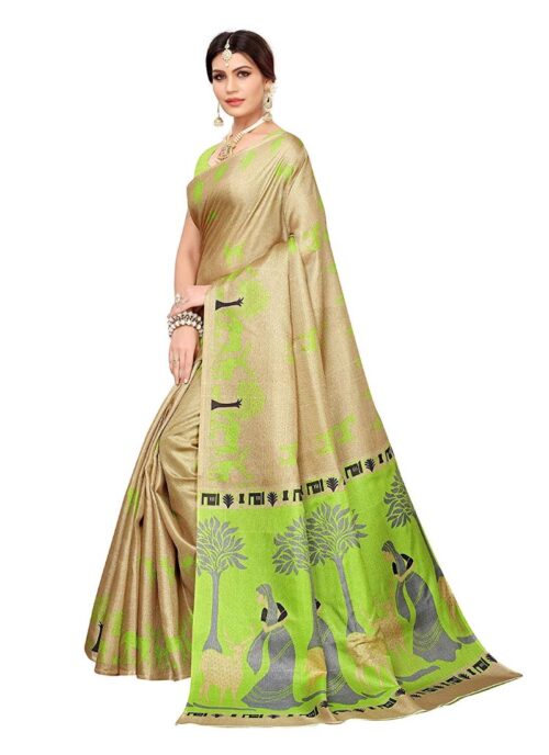 Women's Khadi Silk Saree With Blouse (Multicolor, 5-6mtrs) - Image 3