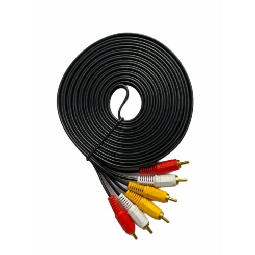 3RCA Male to 3RCA Male Audio Video Cable 5 Yards Compatible for TV, LCD, LED, DTH, DVD, VCR (Black)