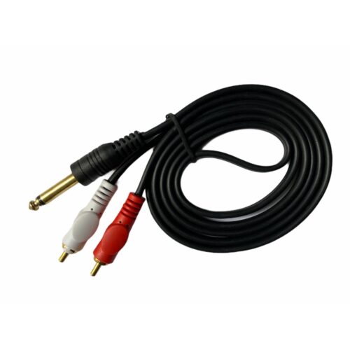 6.35mm Jack to 2RCA Audio Cable Male to Male 1.5 Yards Connects Home Theatre, DVD, Speaker, Headphone, Mixer, Amplifier, Guitar, Karaoke System (Black)